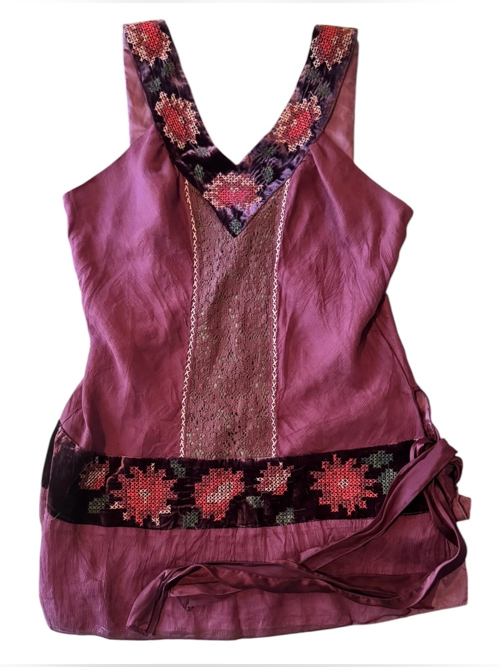 New Hale Bob Silk Cross Stitch Embroidered Tank Top Size Medium
